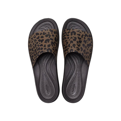 Crocs Brooklyn Animal Print Slide Black/Brown Gr8 Gear NZ