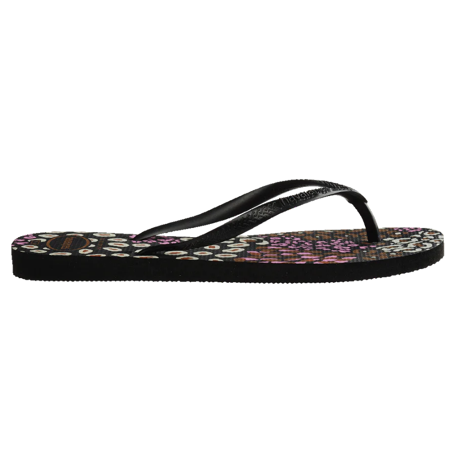 Havaianas Slim Animal Black/Pink/Lemonade Jandals Gr8 Gear NZ