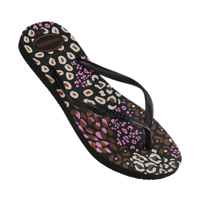 Havaianas Slim Animal Black/Pink/Lemonade Jandals Gr8 Gear NZ