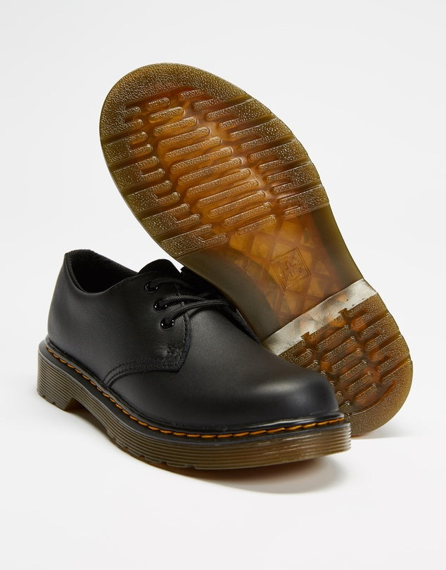 Dr Martens 1461 Juniors Lace Shoe Black Softy Yellow Stitching Gr8 Gear NZ