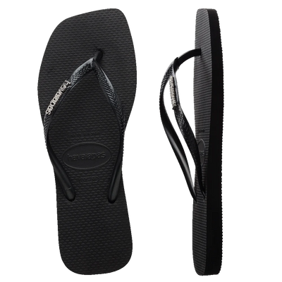 Havaianas Slim Square Logo Metallic Black/Silver Gr8 Gear NZ