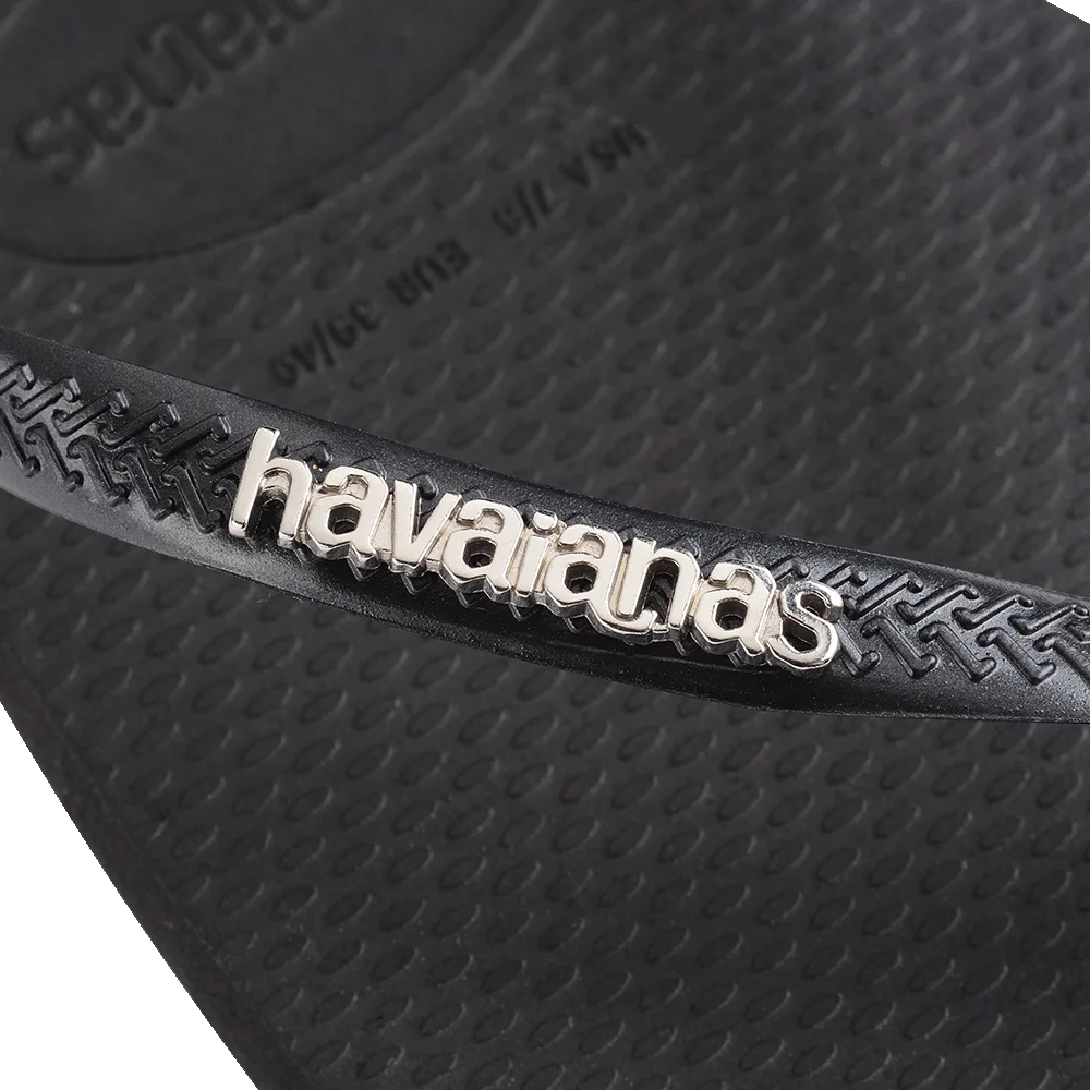 Havaianas logo metallic black best sale