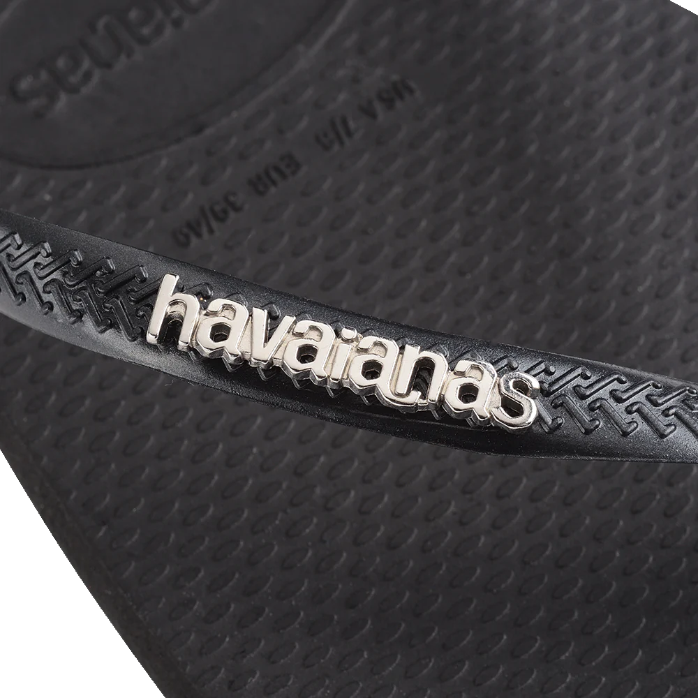 Havaianas Slim Square Logo Metallic Black/Silver Gr8 Gear NZ