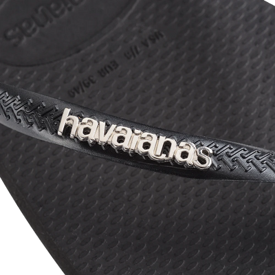 Havaianas Slim Square Logo Metallic Black/Silver Gr8 Gear NZ