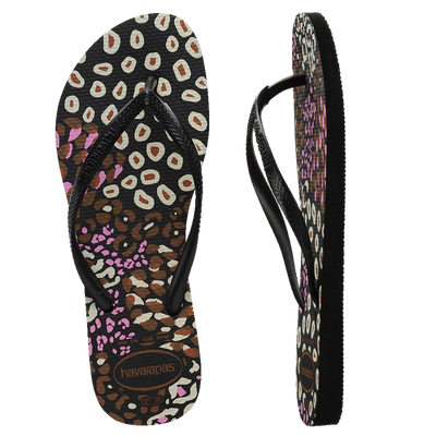 Havaianas Slim Animal Black/Pink/Lemonade Jandals Gr8 Gear NZ