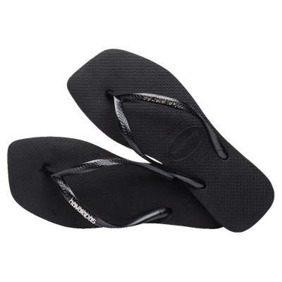 Havaianas Slim Square Logo Metallic Black/Silver Gr8 Gear NZ