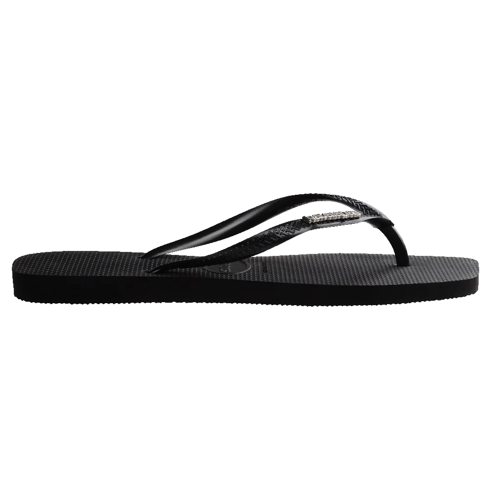 Havaianas Slim Square Logo Metallic Black/Silver Gr8 Gear NZ