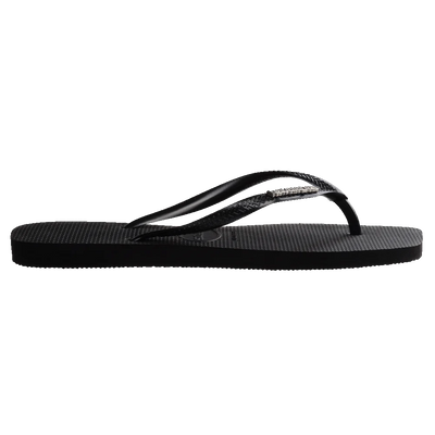 Havaianas Slim Square Logo Metallic Black/Silver Gr8 Gear NZ