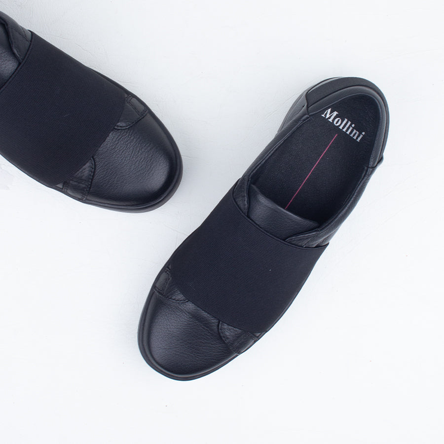 Mollini Lastik Black Leather Slip On Shoe