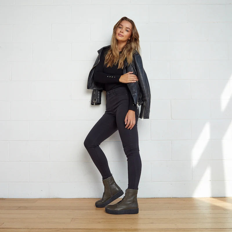 Alfie & Evie Date Khaki Leather Boot Gr8 Gear NZ