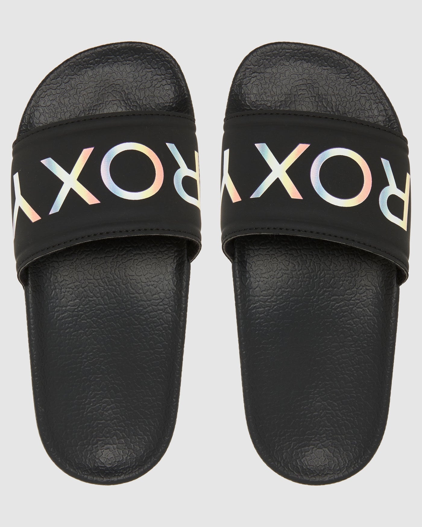 Roxy Slippy || Black/Rainbow Kids Slide