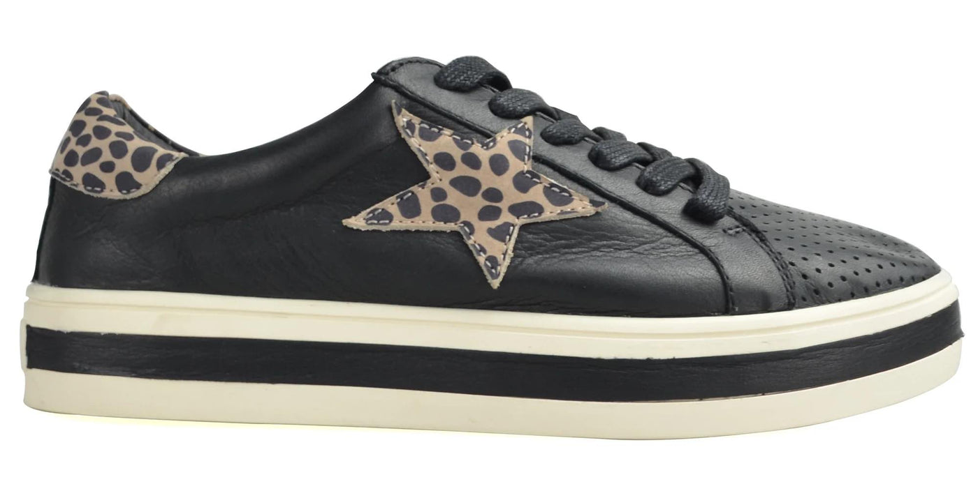 Alfie & Evie Pixie Leather Black/Leopard Sneaker