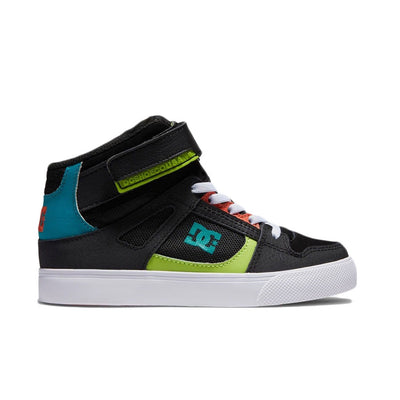 DC Pure High Top Kids Shoes Black/Organge/Green Gr8 Gear NZ