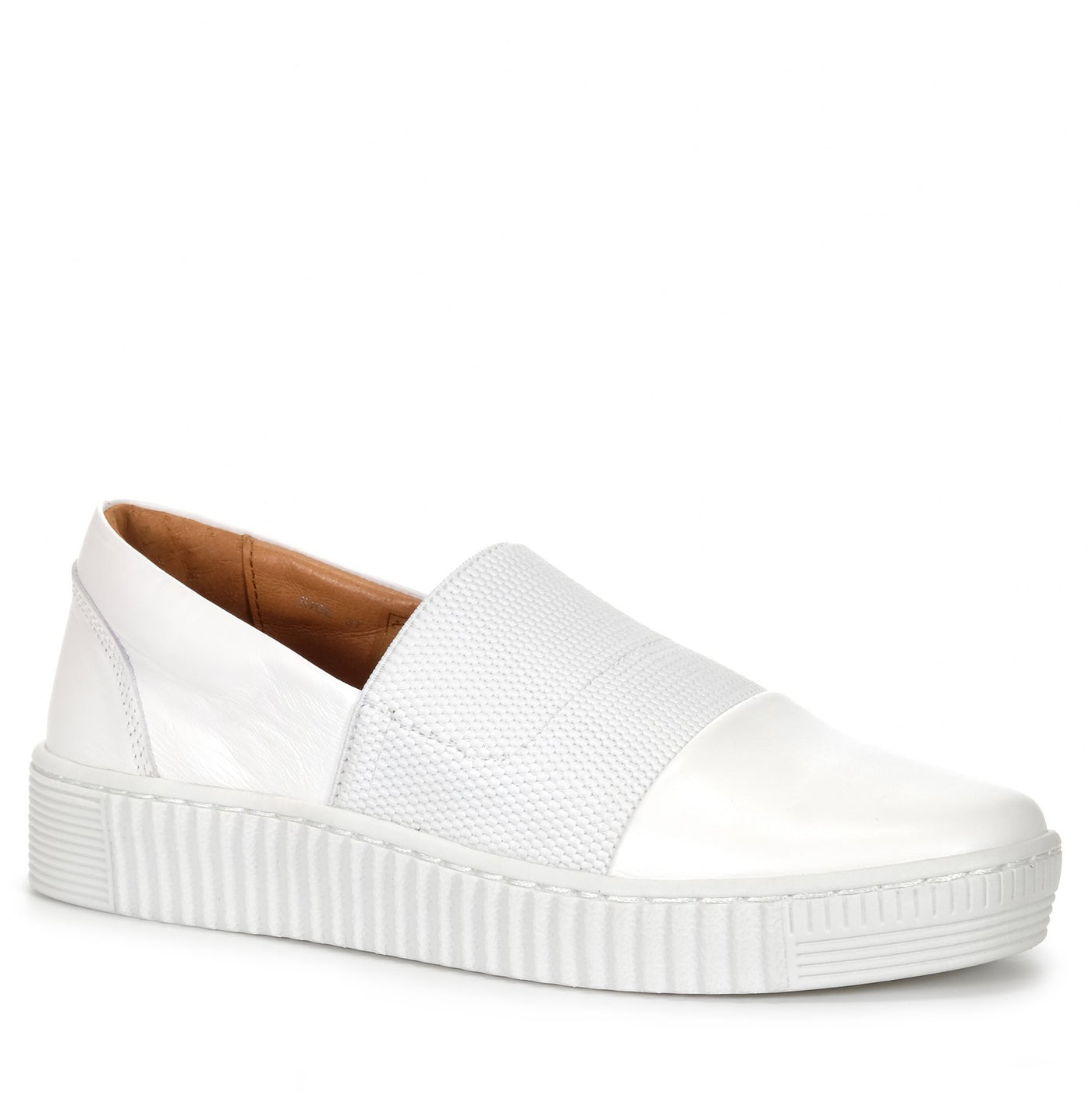 EOS Jude White Leather Slip On Shoe