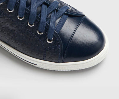 Frankie4 Nat 2 Navy Weave Leather Sneaker