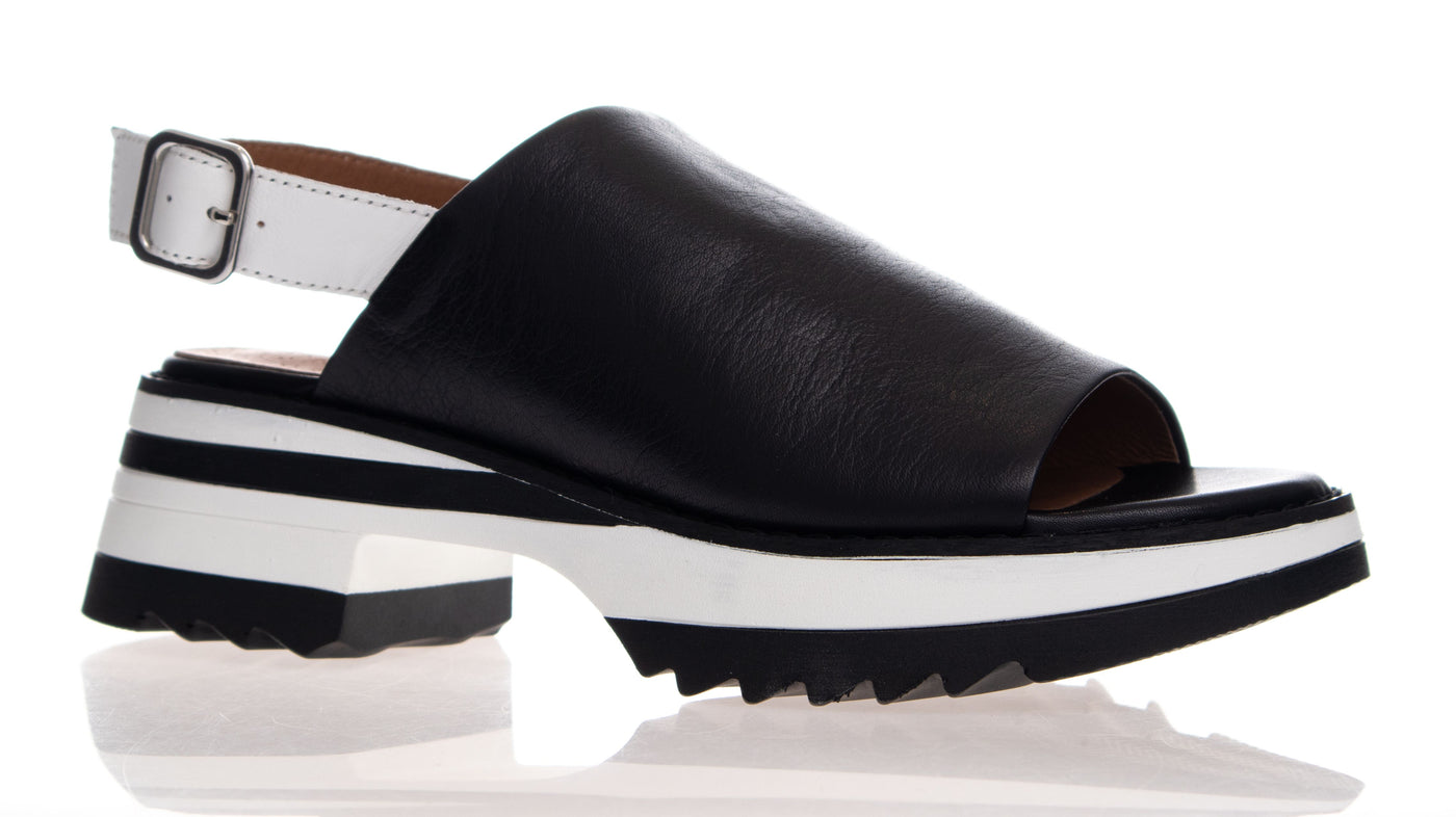 Alfie & Evie Lolly Black/White Leather Sandal