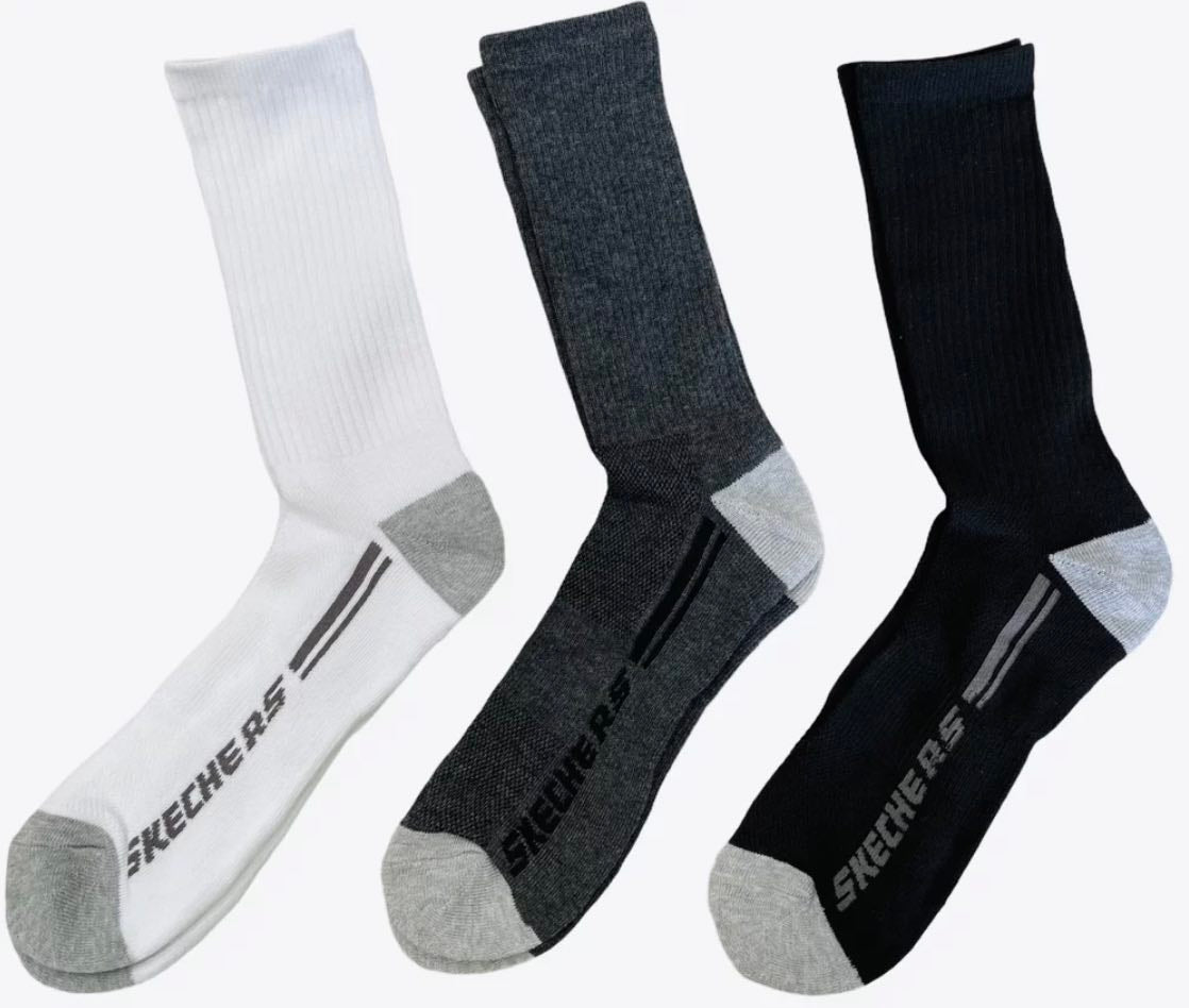 Skechers Socks 3PK Crew WHT/GRY/BLK