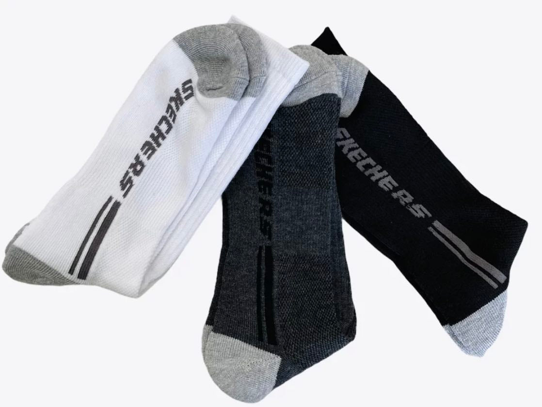 Skechers Socks 3PK Crew WHT/GRY/BLK