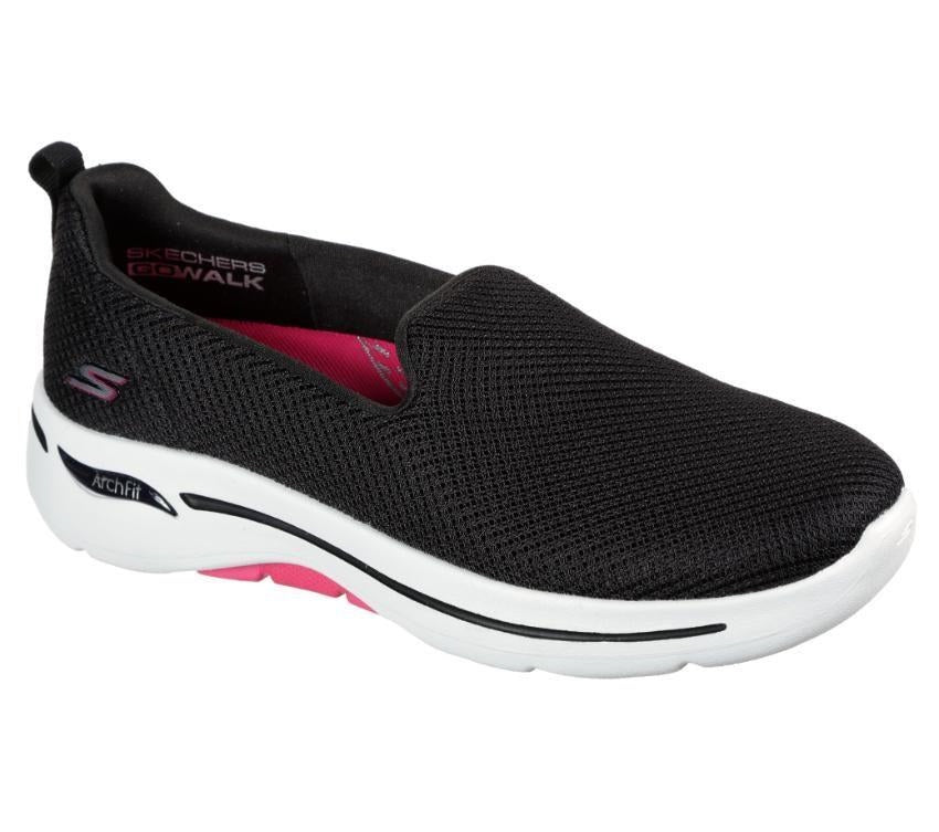 Skechers Womens Go Walk Arch Fit Grateful Black/Hot Pink