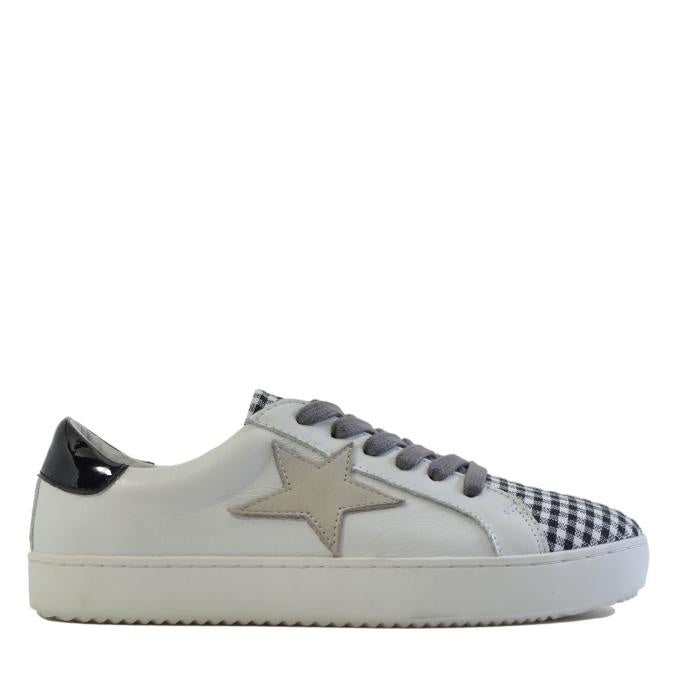 Alfie & Evie Valdo White/Black/Gingham Sneaker