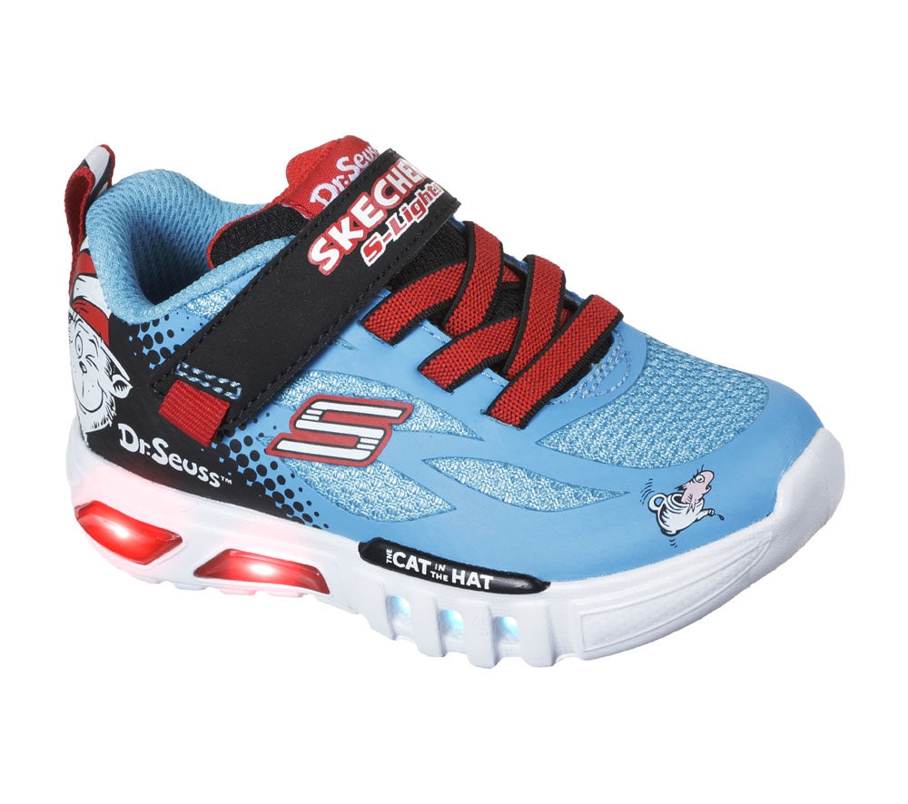 Skechers Toddler Flex Glow Light Up Dr Seuss Blue/Black