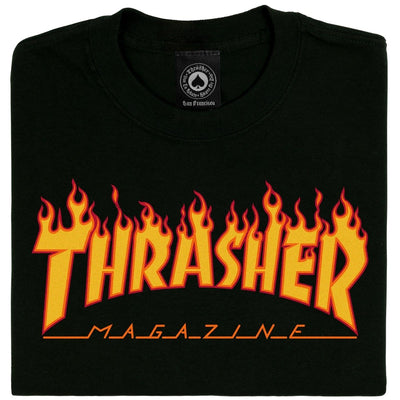 Thrasher Flame Tee Black Gr8 Gear NZ