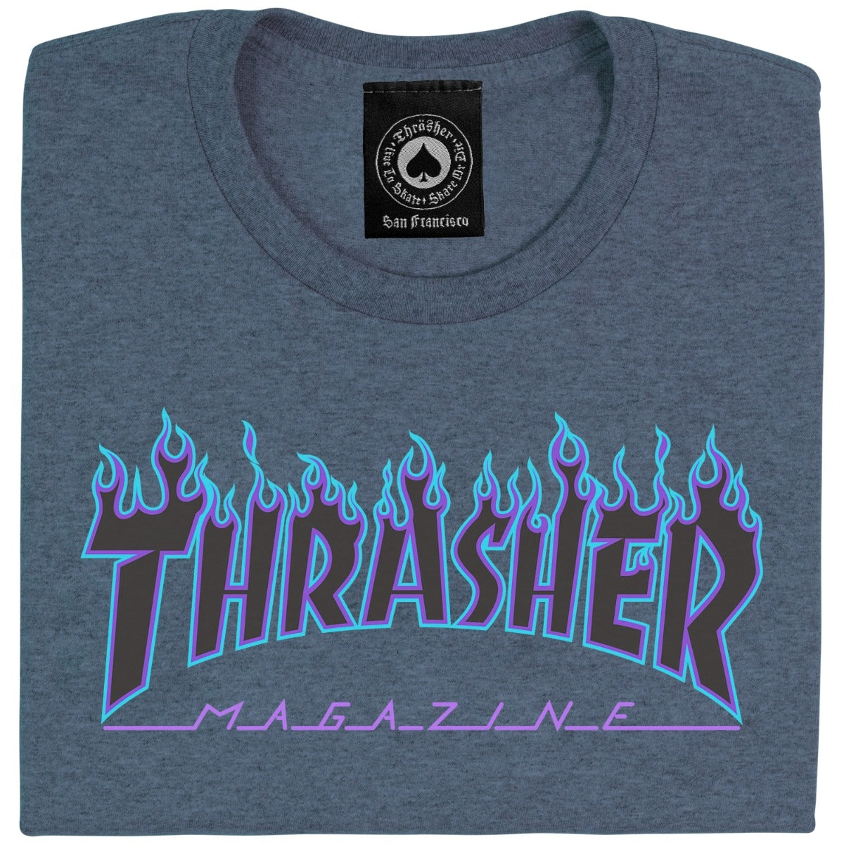 Thrasher Flame Tee Dark Heather Grey Gr8 Gear NZ