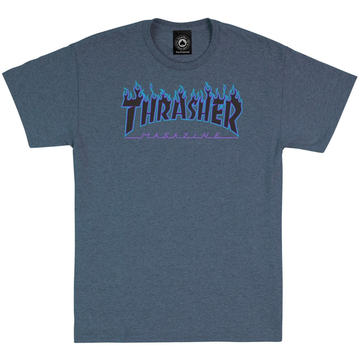 Thrasher Flame Tee Dark Heather Grey Gr8 Gear NZ