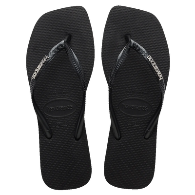 Havaianas Slim Square Logo Metallic Black/Silver Gr8 Gear NZ