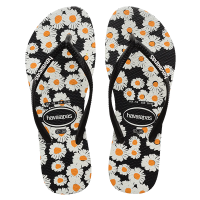 Havaianas Slim Daisy White/Black Jandals Gr8 Gear NZ