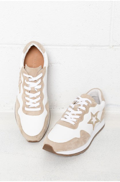 Alfie & Evie Today Beige Leather Sneakers